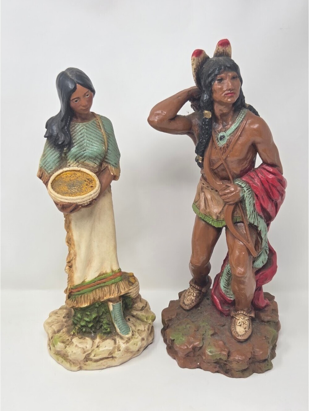 Vtg 1976 Universal Statuary Corp & 1980 Homco Native American Man & Mother